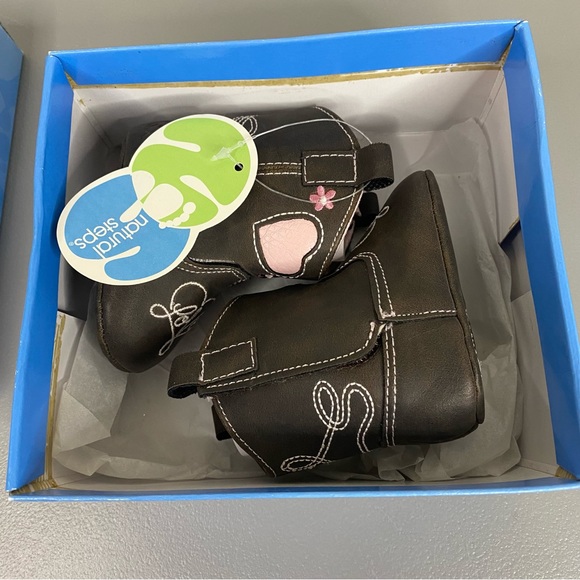 Natural Steps Trimfoot Lil Alexa Baby Size 0 Brown & Pink Baby Boots - Picture 2 of 14